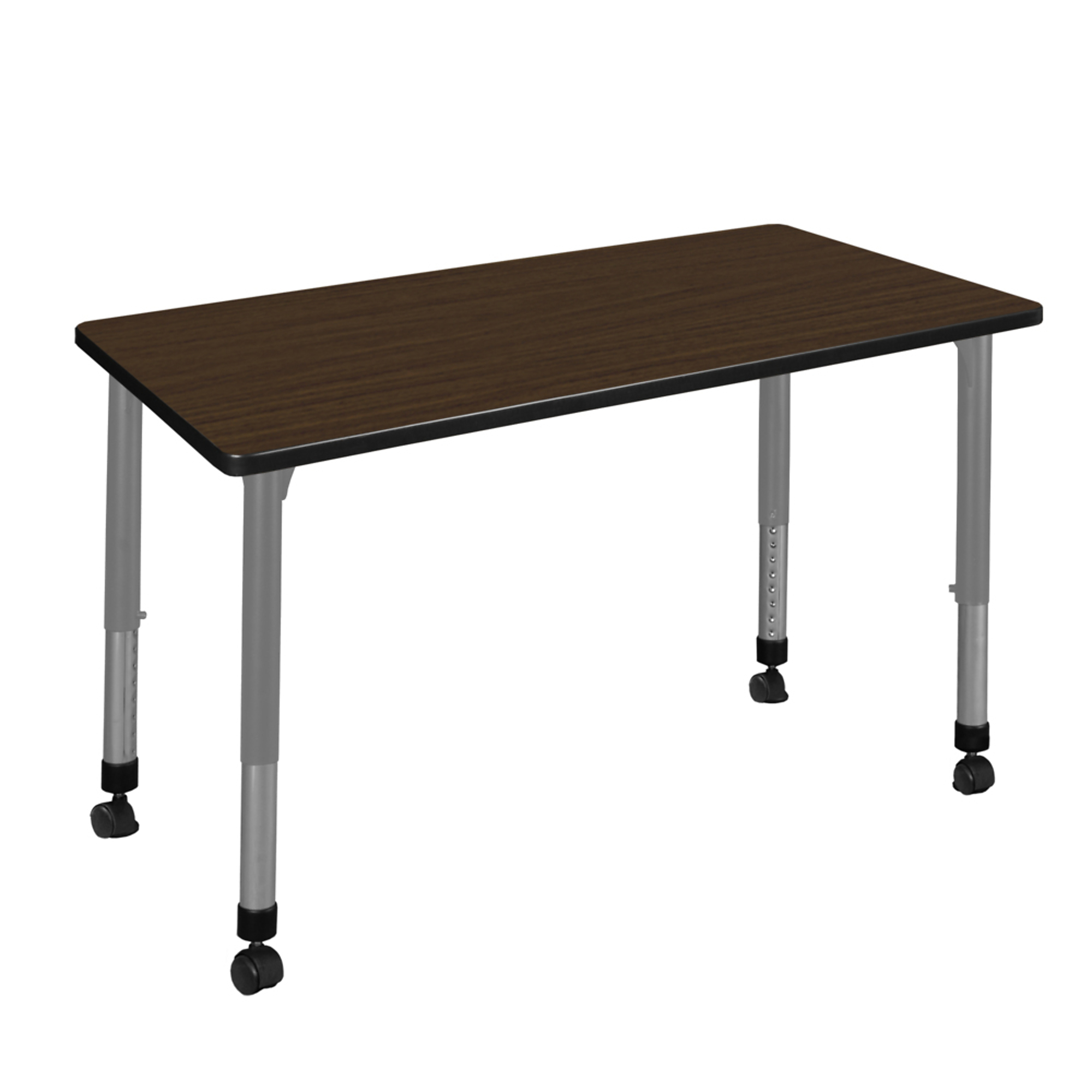 Regency Kee Height Adjustable Mobile Classroom Activity Table — 42in. x 30in., Neo Walnut Top, Grey Base, Model# MT4230NWAPCGY